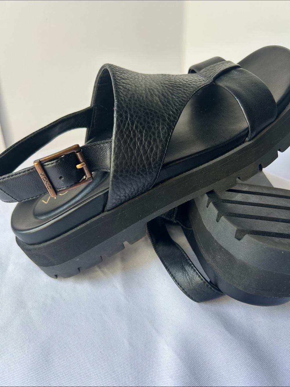 Vionic Black Platform Leather Sandals - Picture 6 of 6